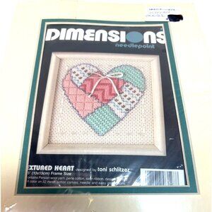 Dimensions Needlepoint Kit Textured Heart 5" x 5" Double Mat included, Yarn Canv